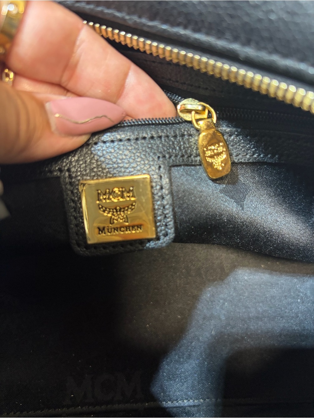 MCM Black Pebbled Leather Boston Handbag - Picture 8 of 8